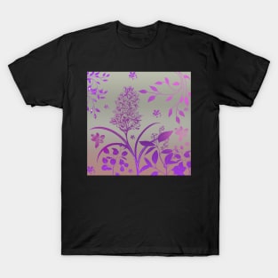 Flower and leaves on gradient background T-Shirt